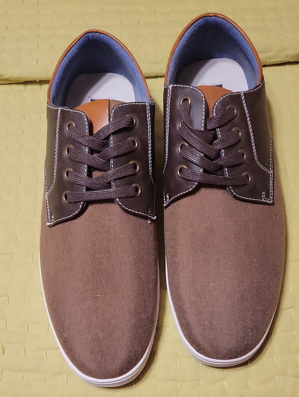 Men's Brown Canvas & Leather Slip-On Style Loafers